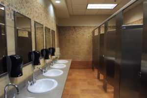 Lavatory sinks in a public restroom